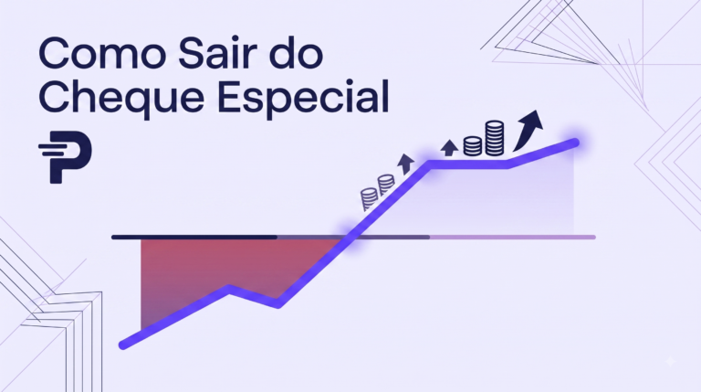 Ilustração de saldo saindo do negativo — cheque especial, identidade visual Pilar Financeiro