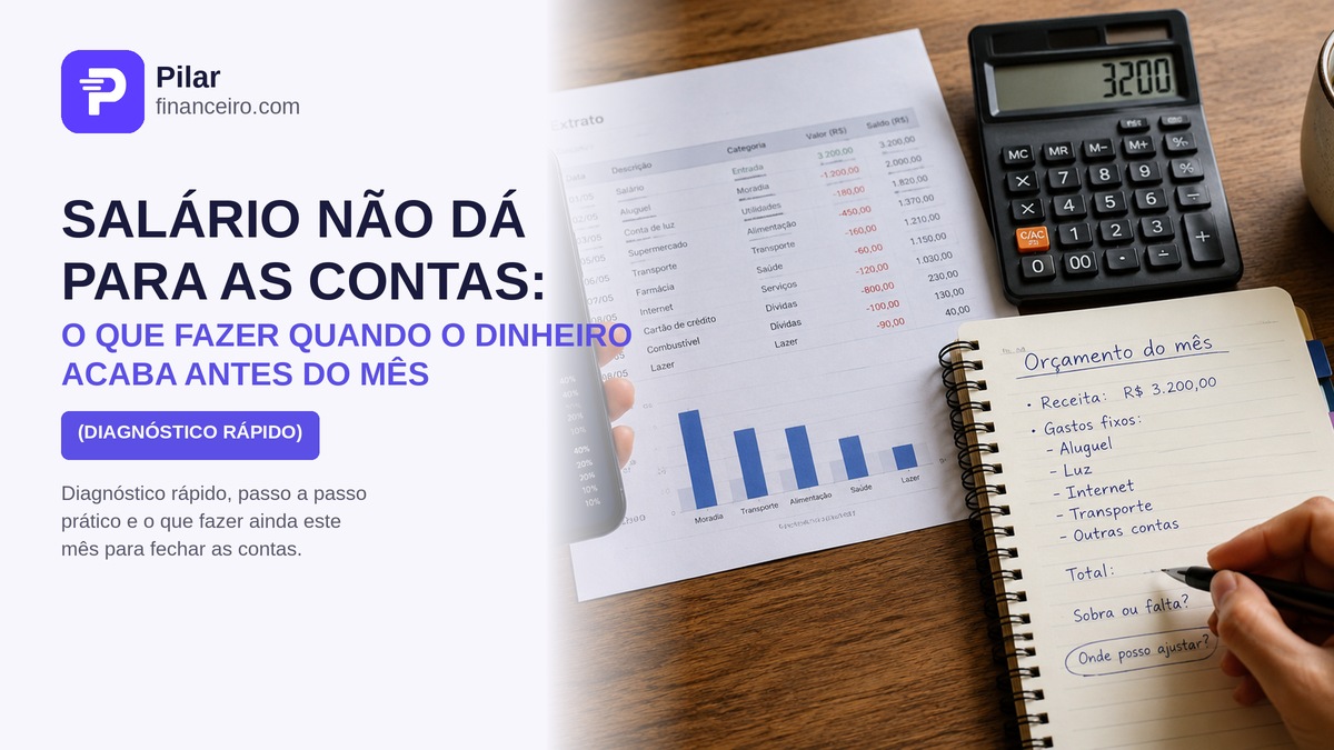 Existe uma sensação bem específica de fazer as contas todo mês e o resultado nunca fechar — mesmo trabalhando, mesmo sem grandes gastos "supérfluos" visíveis. É fácil concluir que o problema é só ganhar pouco, ou então se culpar por não conseguir se organizar. Nenhuma das duas explicações costuma ser completa. O dado mais recente da Pesquisa de Endividamento e Inadimplência do Consumidor (Peic), feita mensalmente pela CNC, mostra o tamanho real disso: em abril de 2026, 80,9% das famílias brasileiras declararam ter algum tipo de dívida — o maior nível da série histórica. E o comprometimento médio da renda das famílias com dívidas tem ficado na faixa de 29% a 30%, segundo os levantamentos mais recentes da própria pesquisa. Para uma fatia relevante das famílias, uma parte considerável do salário já está destinada antes mesmo de cobrir o resto do mês. Se você se reconhece nisso, o objetivo deste artigo não é te fazer sentir pior — é te dar um diagnóstico rápido e um caminho prático para agir, sem depender de cortar tudo que te dá algum prazer no dia a dia.